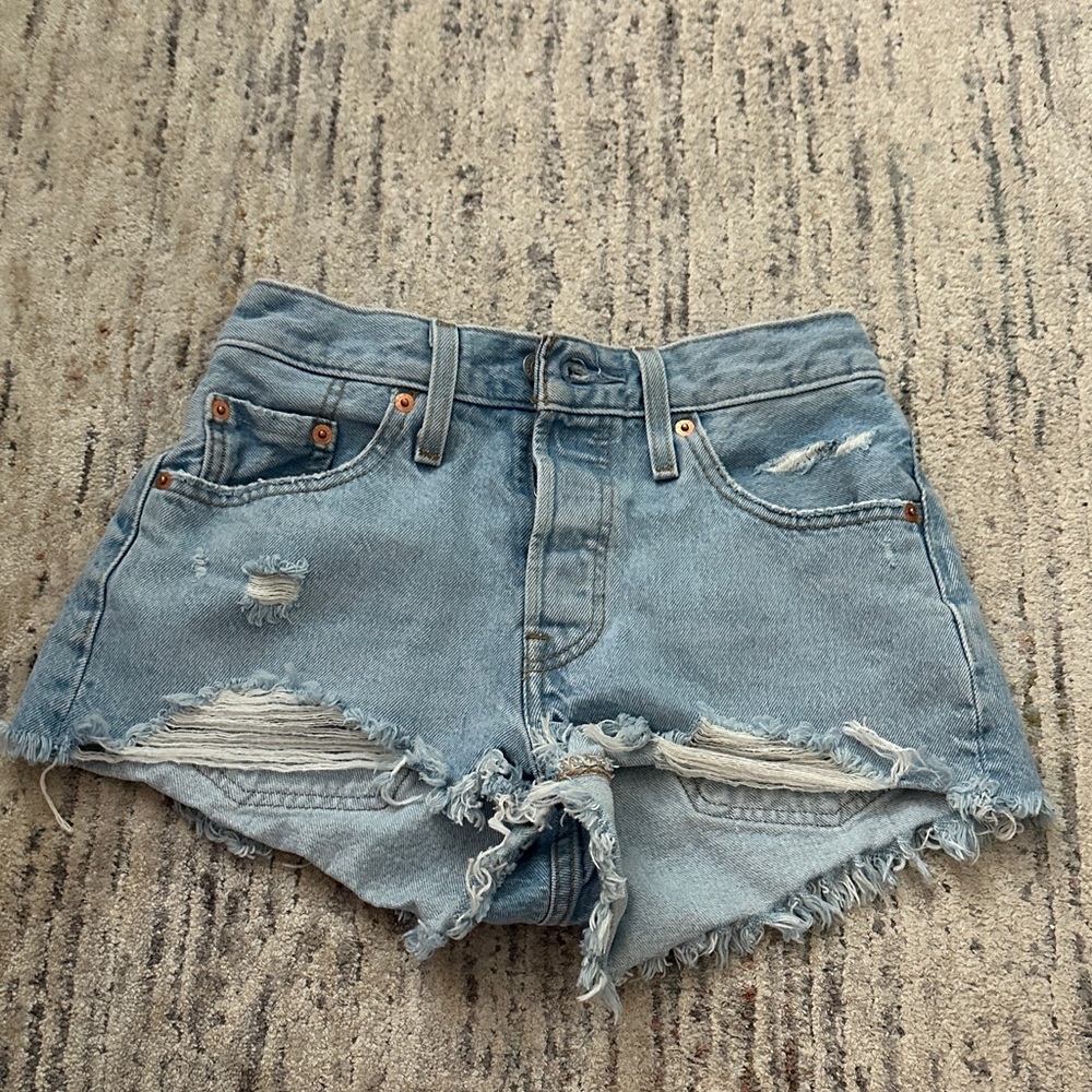 Levi's Light Blue Distressed Jean Shorts